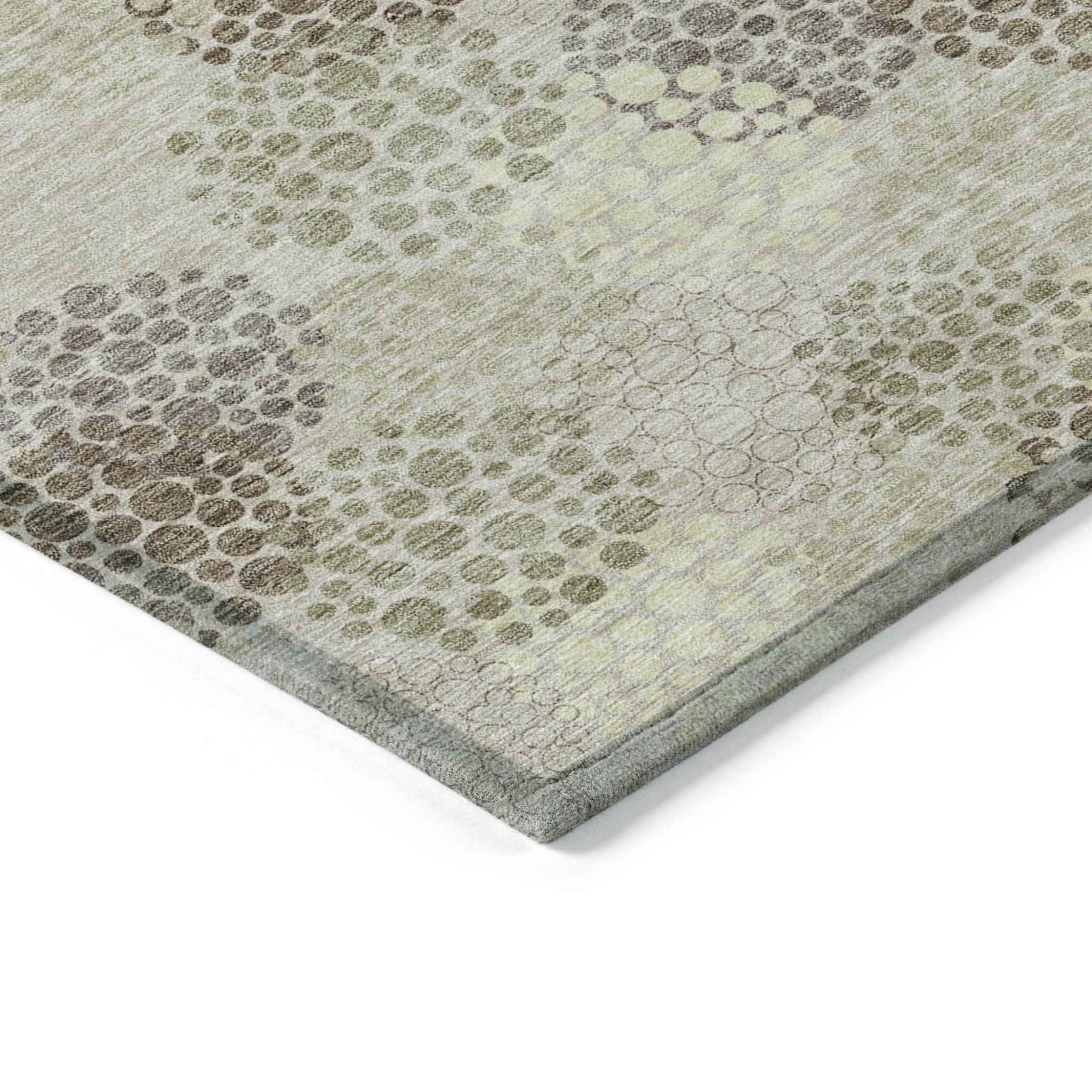 5' X 8' Beige Green And Ivory Polka Dot Washable Indoor Outdoor Area Rug