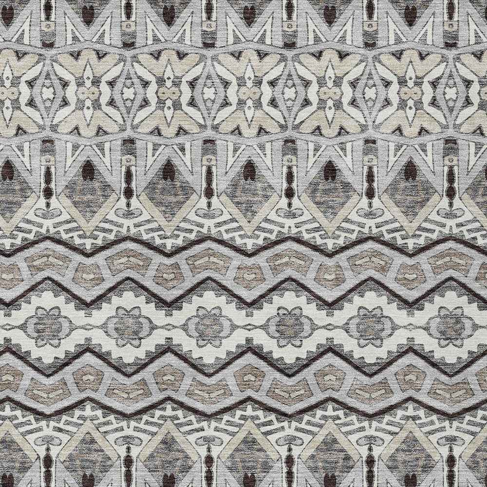 8' X 10' Gray Brown And Ivory Moroccan Washable Indoor Outdoor Area Rug
