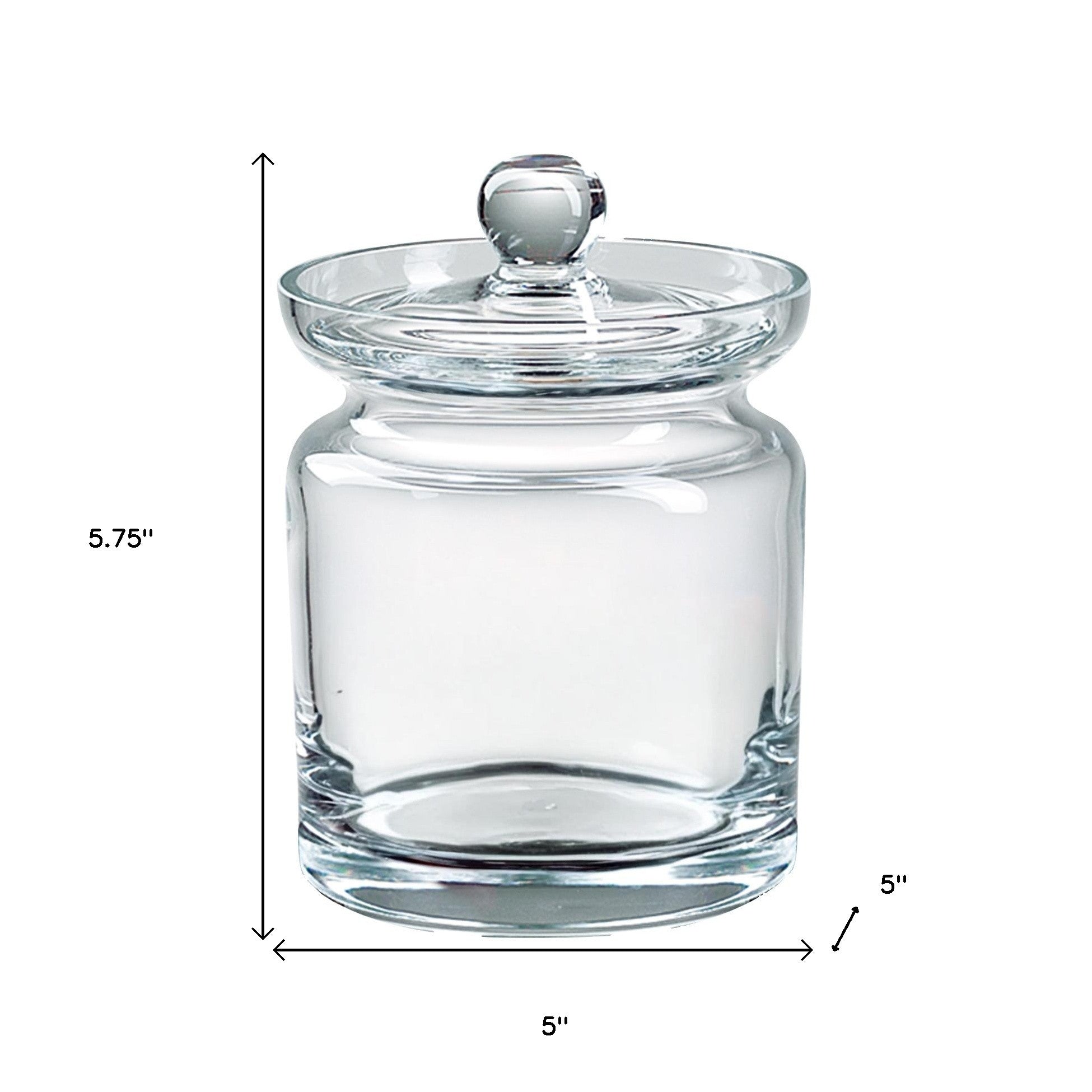 6" Clear Mouth Blown Crystal Biscuit Jar