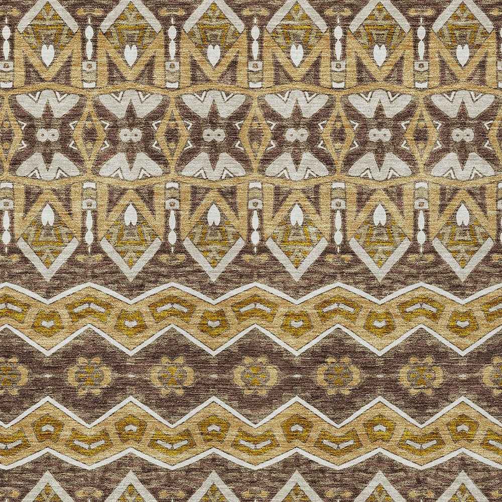 3' X 5' Gold Brown And Beige Moroccan Washable Indoor Outdoor Area Rug