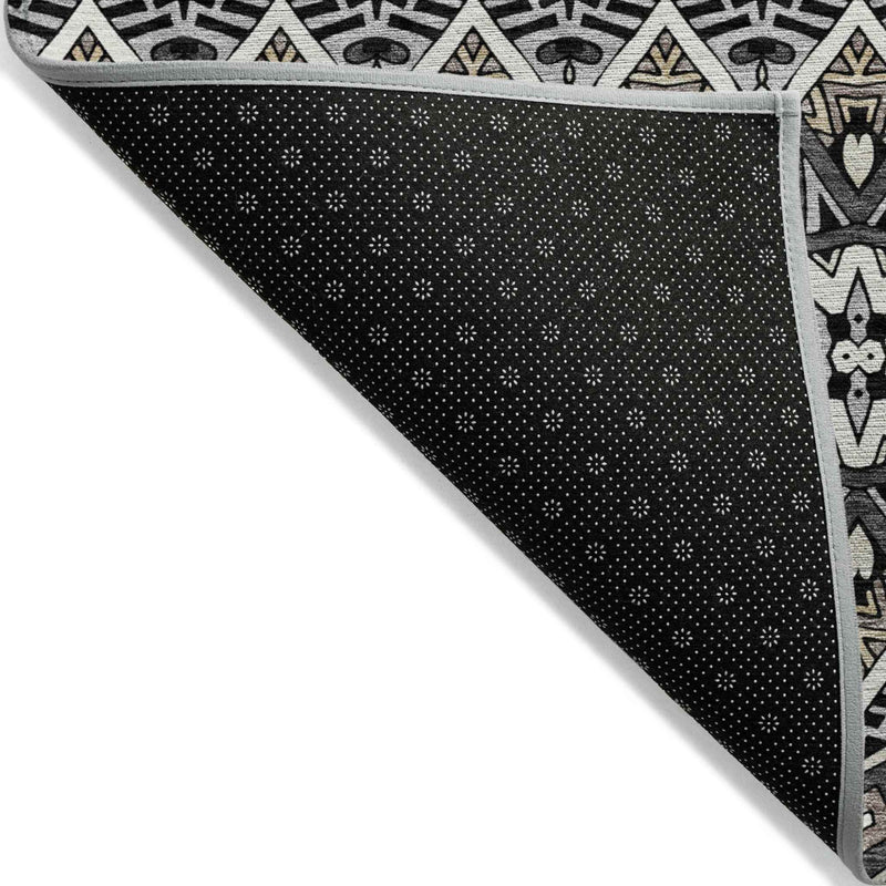 9' X 12' Charcoal Brown And Ivory Moroccan Washable Indoor Outdoor Area Rug