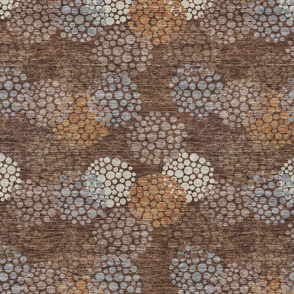 5' X 8' Brown Gray And Ivory Polka Dot Washable Indoor Outdoor Area Rug