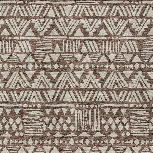 9' X 12' Brown And Beige Southwestern Washable Indoor Outdoor Area Rug