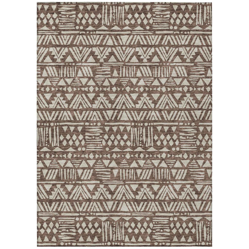 9' X 12' Brown And Beige Southwestern Washable Indoor Outdoor Area Rug