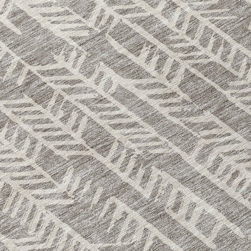 8' Taupe And Beige Round Tribal Washable Indoor Outdoor Area Rug