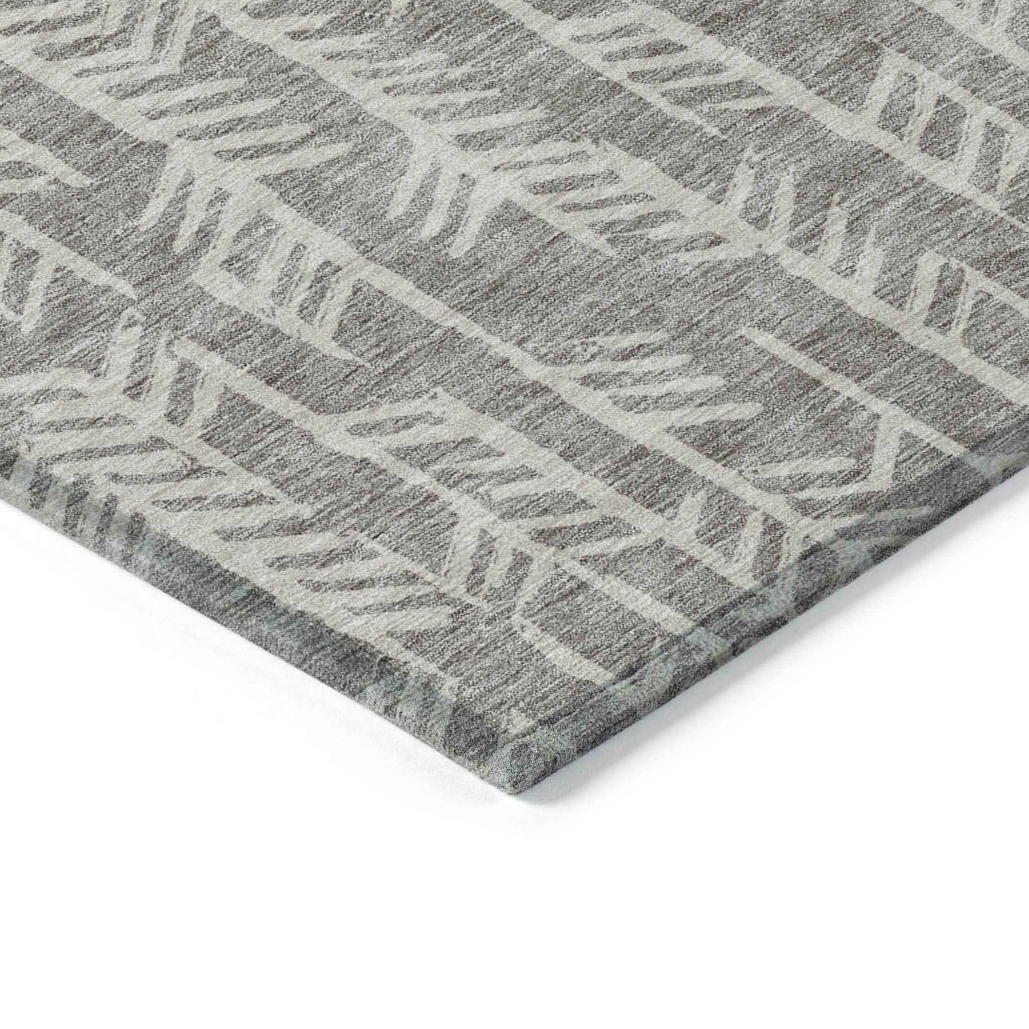 8' X 10' Taupe And Beige Tribal Washable Indoor Outdoor Area Rug