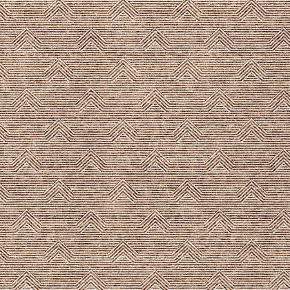 5' X 8' Brown And Beige Geometric Washable Indoor Outdoor Area Rug