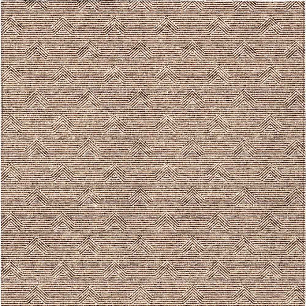 5' X 8' Brown And Beige Geometric Washable Indoor Outdoor Area Rug