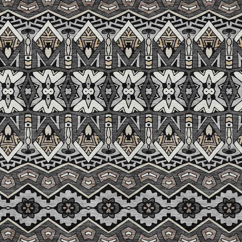 10' X 14' Charcoal Brown And Ivory Moroccan Washable Indoor Outdoor Area Rug
