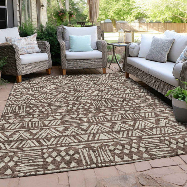 3' X 5' Brown And Beige Southwestern Washable Indoor Outdoor Area Rug