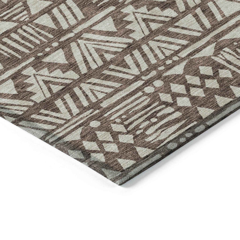 3' X 5' Brown And Beige Southwestern Washable Indoor Outdoor Area Rug