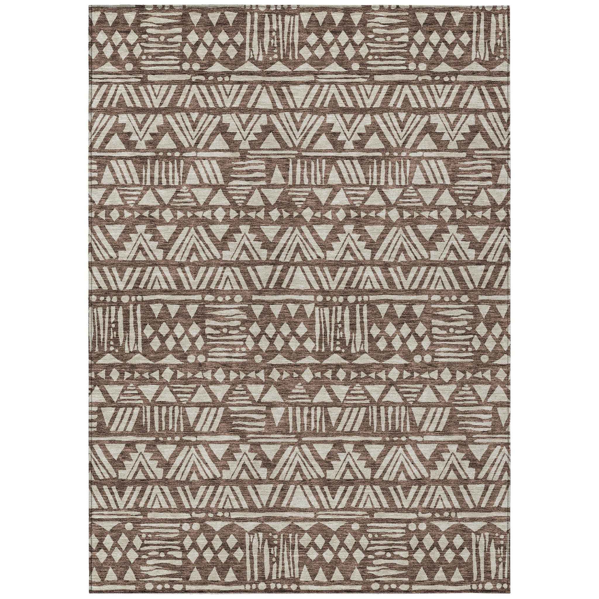 3' X 5' Brown And Beige Southwestern Washable Indoor Outdoor Area Rug