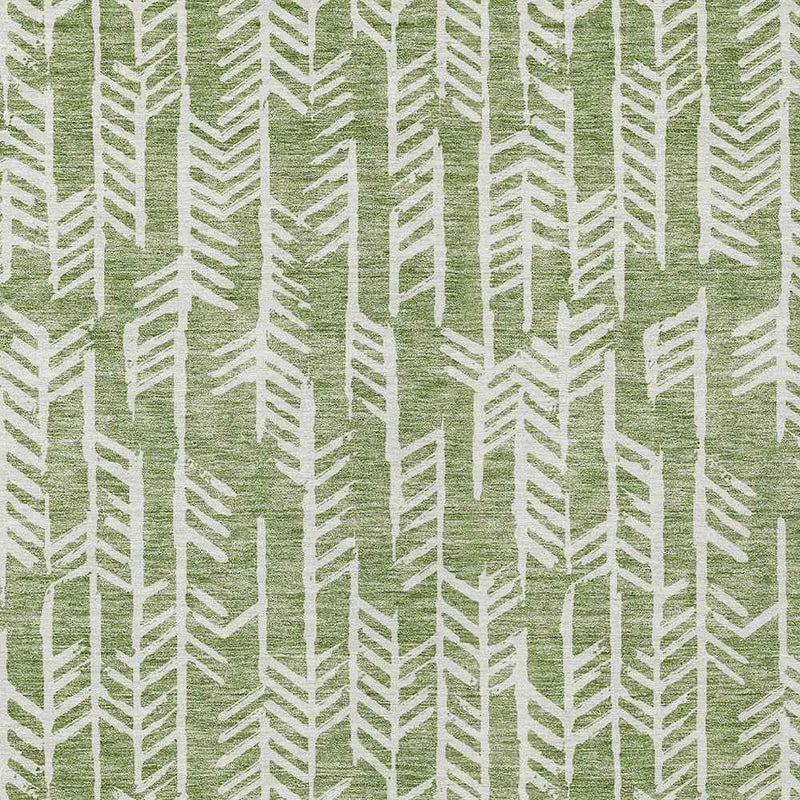 8' X 10' Green And Ivory Tribal Washable Indoor Outdoor Area Rug
