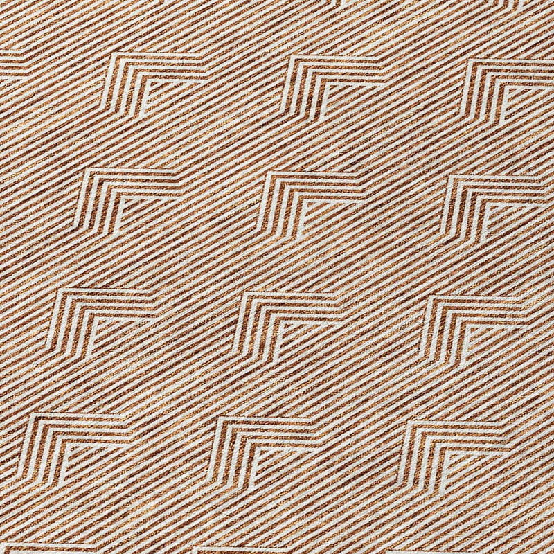 3' X 5' Brown And Beige Geometric Washable Indoor Outdoor Area Rug