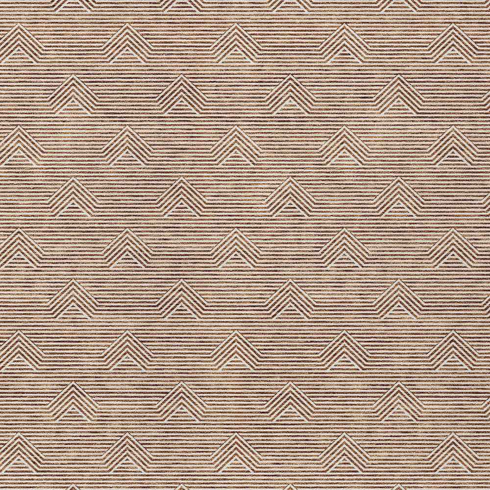 3' X 5' Brown And Beige Geometric Washable Indoor Outdoor Area Rug