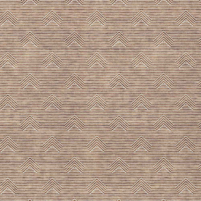 3' X 5' Brown And Beige Geometric Washable Indoor Outdoor Area Rug