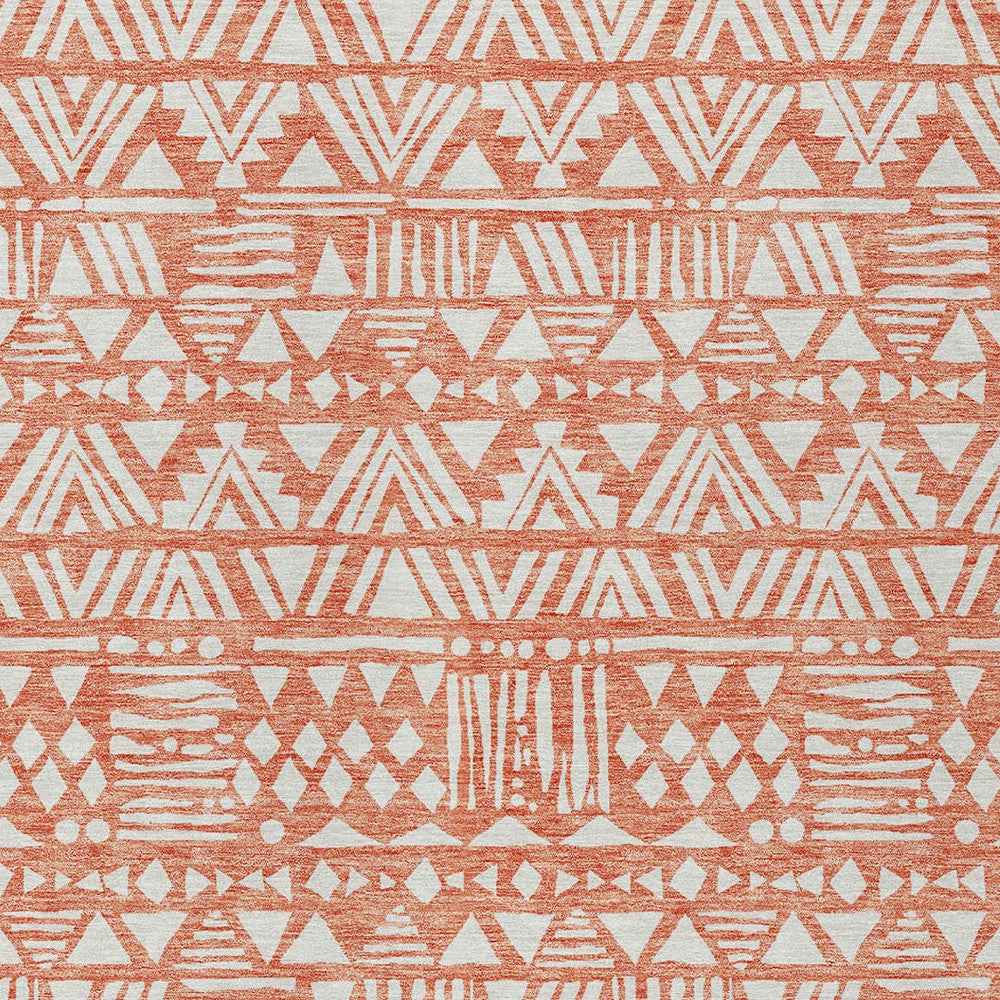5' X 8' Coral And Ivory Southwestern Washable Indoor Outdoor Area Rug