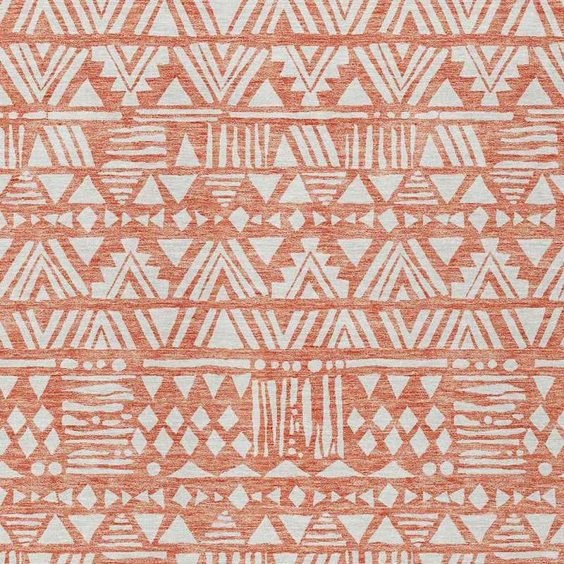 5' X 8' Coral And Ivory Southwestern Washable Indoor Outdoor Area Rug