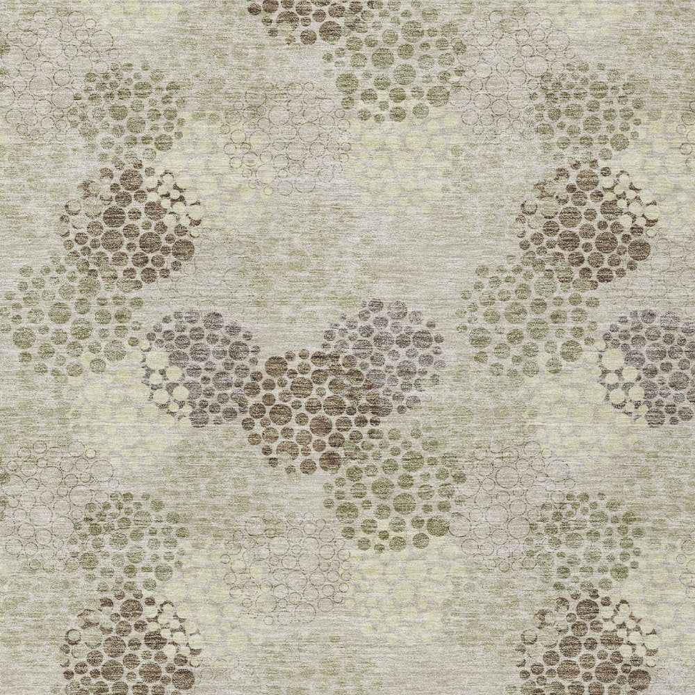 3' X 5' Beige Green And Ivory Polka Dot Washable Indoor Outdoor Area Rug
