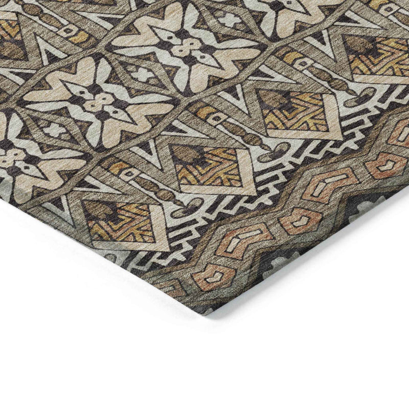 5' X 8' Taupe Brown And Ivory Moroccan Washable Indoor Outdoor Area Rug