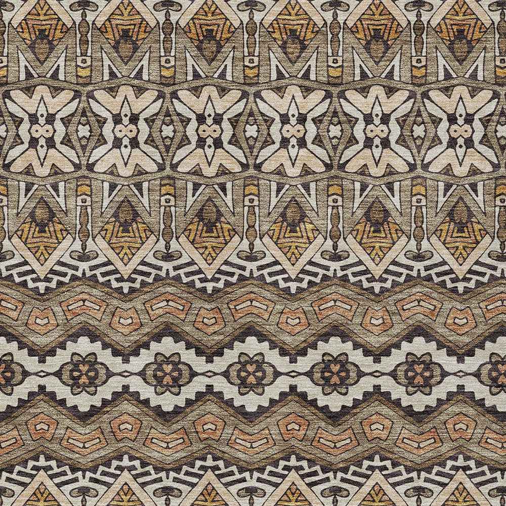 5' X 8' Taupe Brown And Ivory Moroccan Washable Indoor Outdoor Area Rug