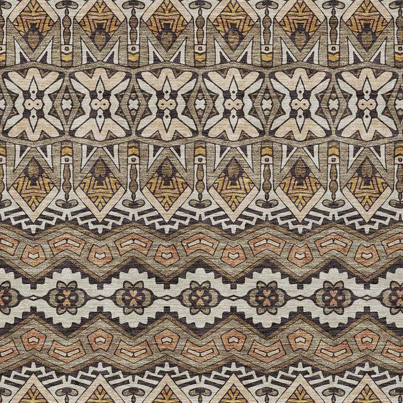 5' X 8' Taupe Brown And Ivory Moroccan Washable Indoor Outdoor Area Rug