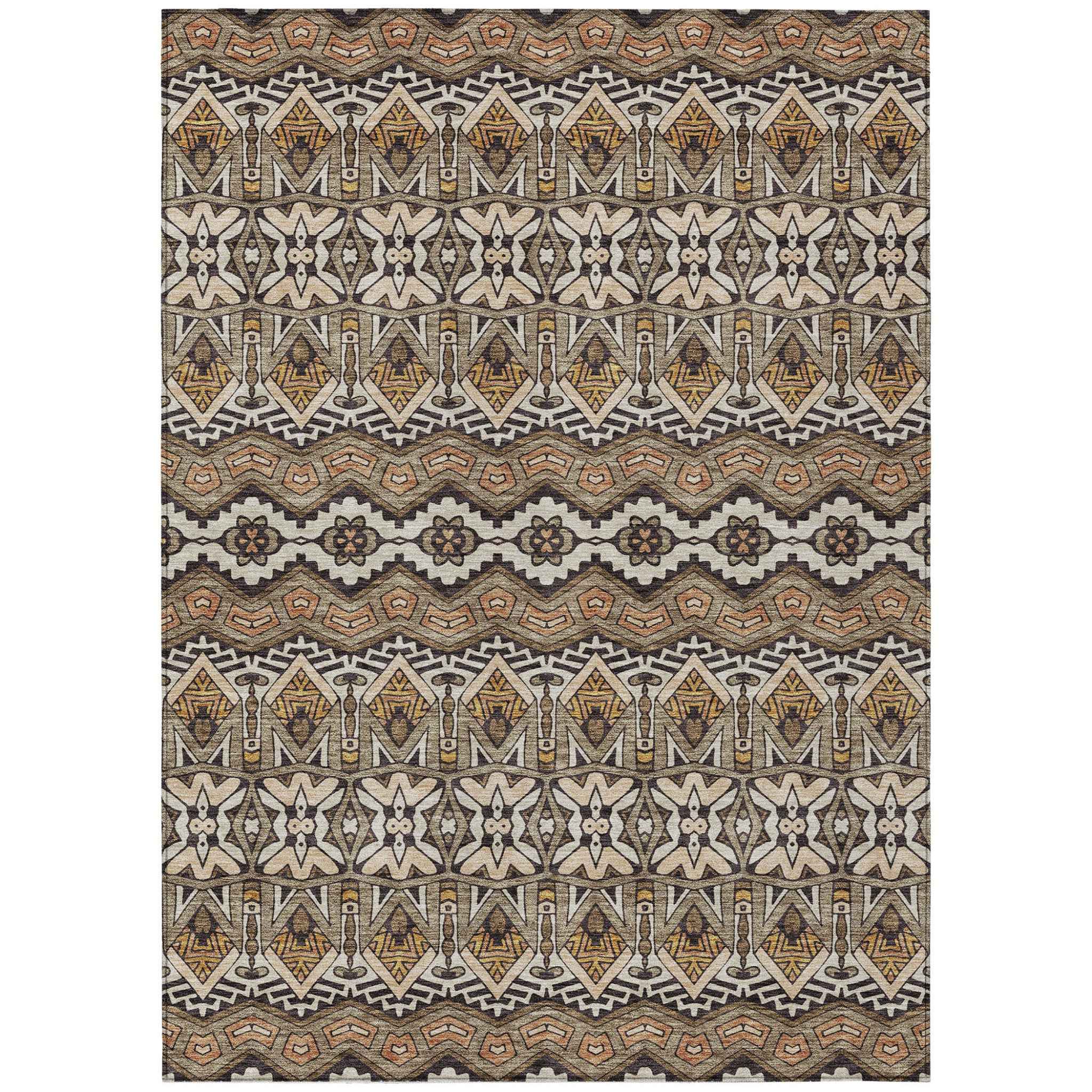 5' X 8' Taupe Brown And Ivory Moroccan Washable Indoor Outdoor Area Rug
