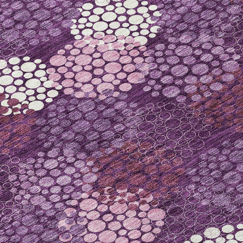 8' X 10' Eggplant Lavender And Ivory Polka Dot Washable Indoor Outdoor Area Rug