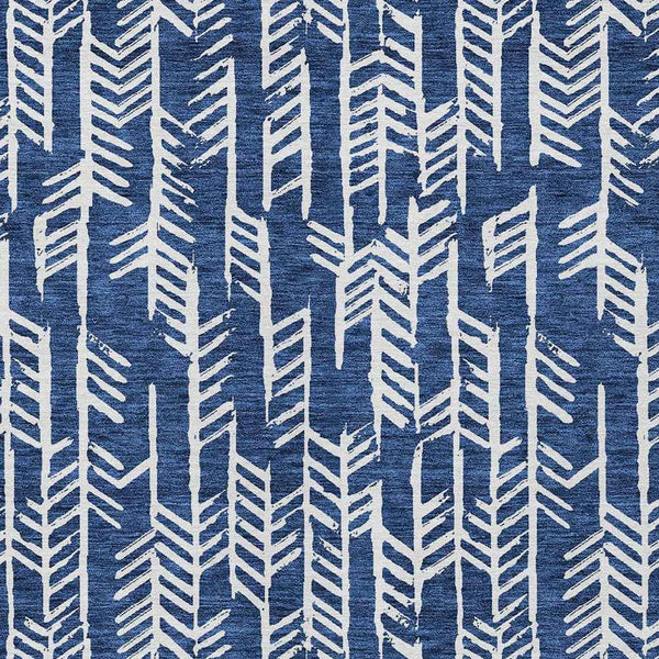 5' X 8' Navy Blue And Ivory Tribal Washable Indoor Outdoor Area Rug