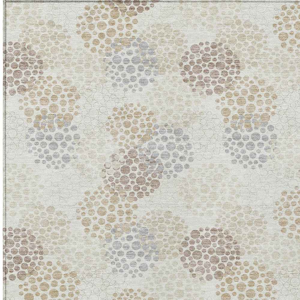 8' X 10' Ivory Brown And Gray Polka Dot Washable Indoor Outdoor Area Rug