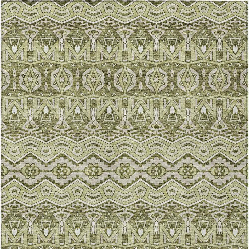 10' X 14' Artichoke Green Gray And Ivory Moroccan Washable Indoor Outdoor Area Rug