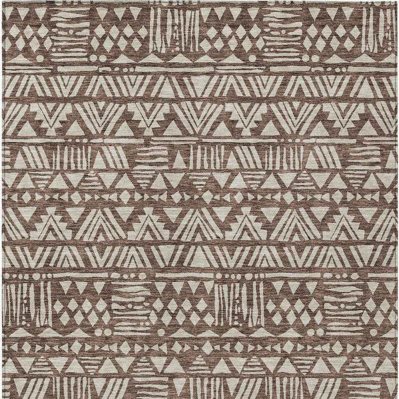5' X 8' Brown And Beige Southwestern Washable Indoor Outdoor Area Rug