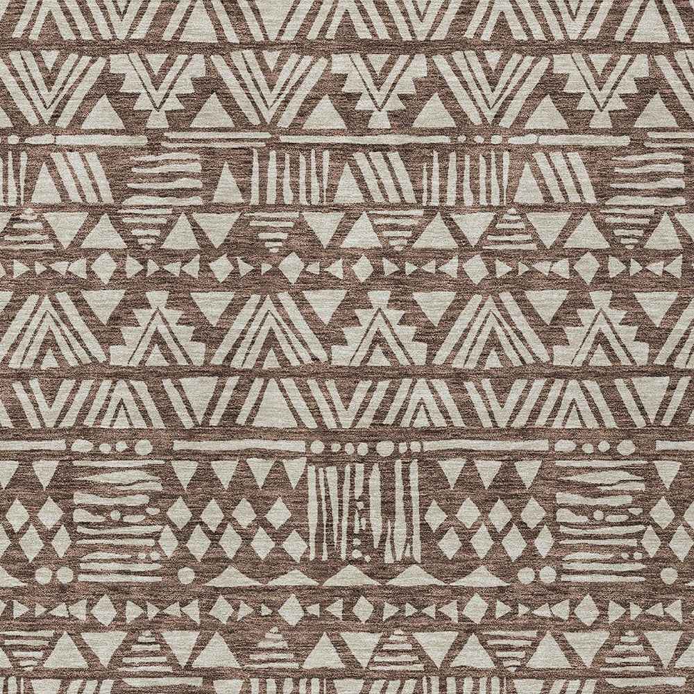 5' X 8' Brown And Beige Southwestern Washable Indoor Outdoor Area Rug