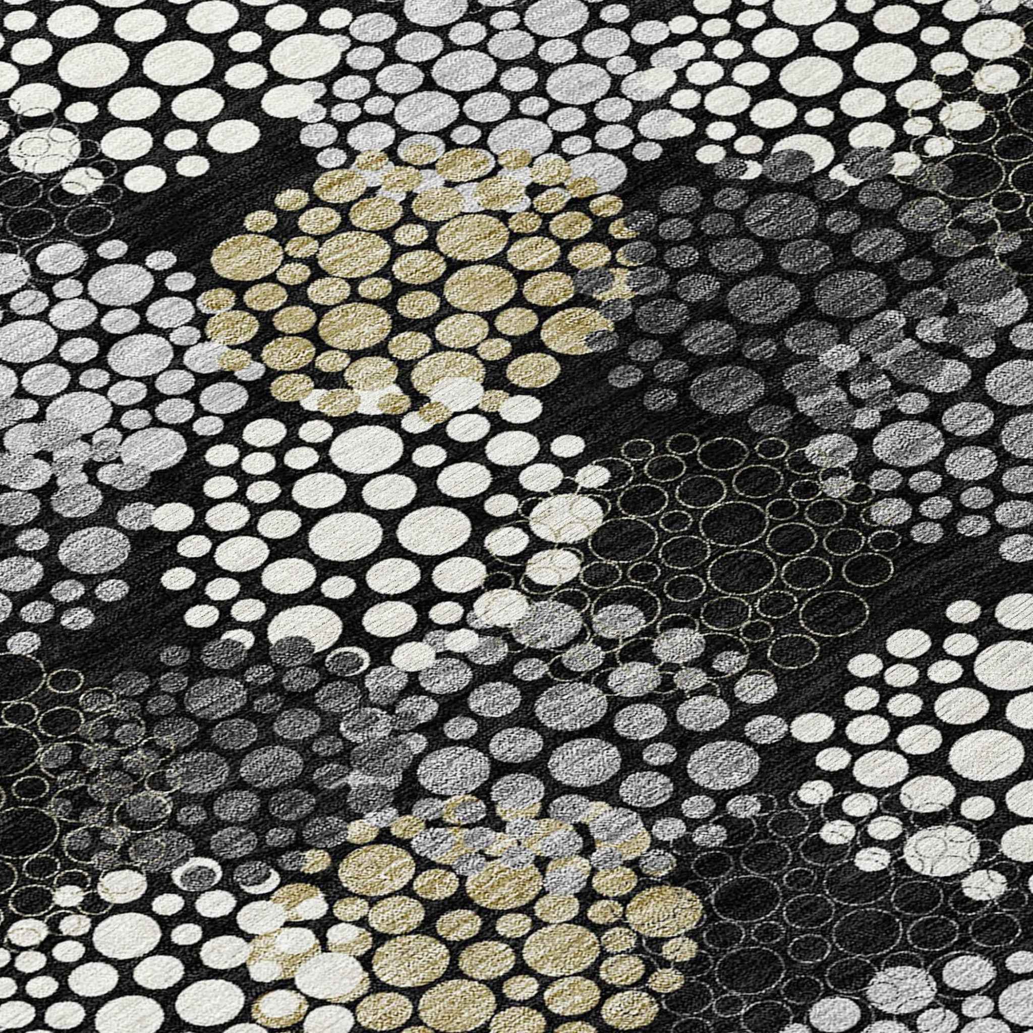 5' X 8' Black Gray And Ivory Polka Dot Washable Indoor Outdoor Area Rug