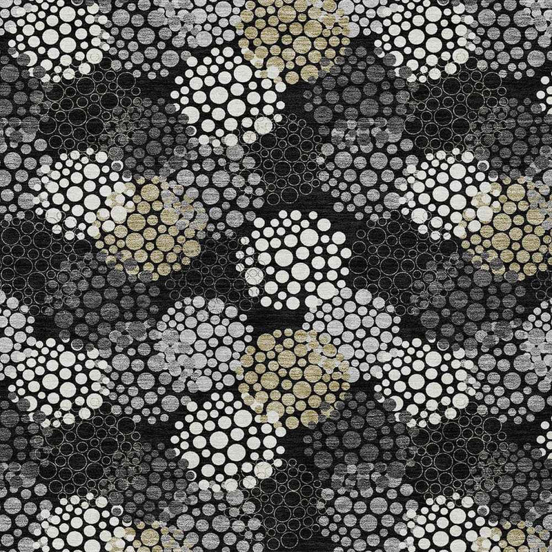 3' X 5' Black Gray And Ivory Polka Dot Washable Indoor Outdoor Area Rug