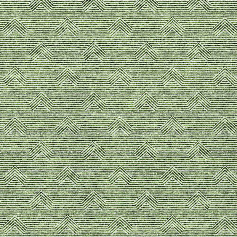 9' X 12' Green And Beige Geometric Washable Indoor Outdoor Area Rug