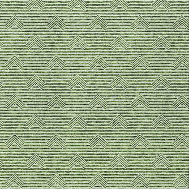 3' X 5' Green And Beige Geometric Washable Indoor Outdoor Area Rug
