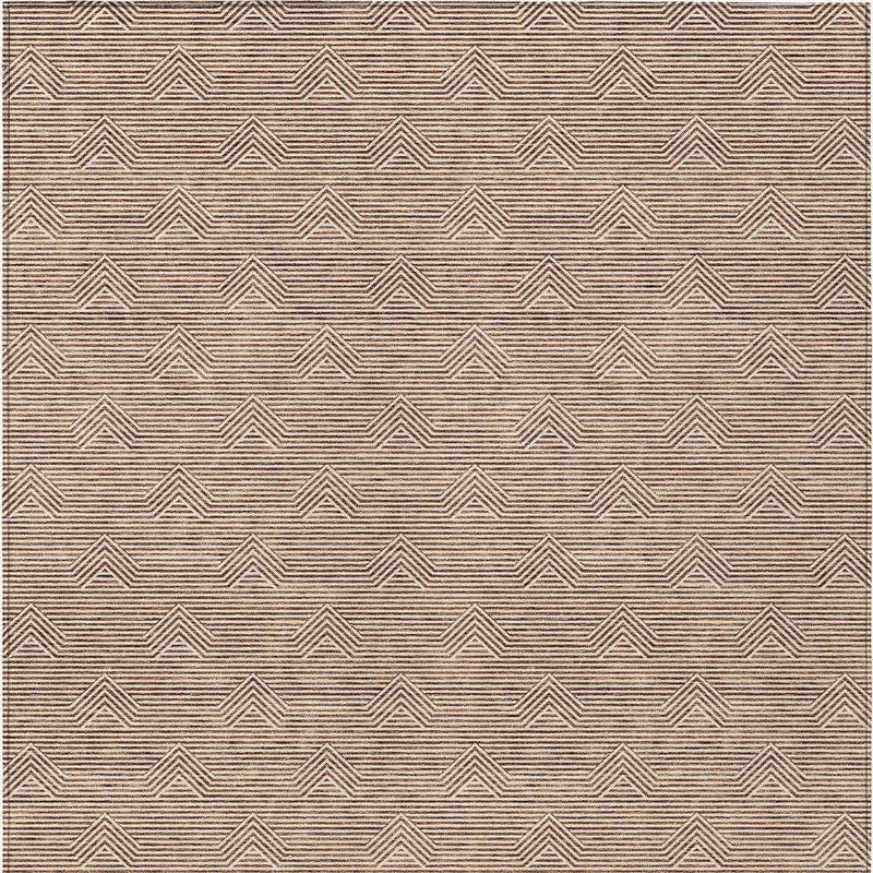 9' X 12' Brown And Beige Geometric Washable Indoor Outdoor Area Rug