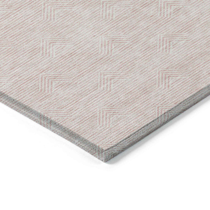3' X 5' Pink And Gray Geometric Washable Indoor Outdoor Area Rug