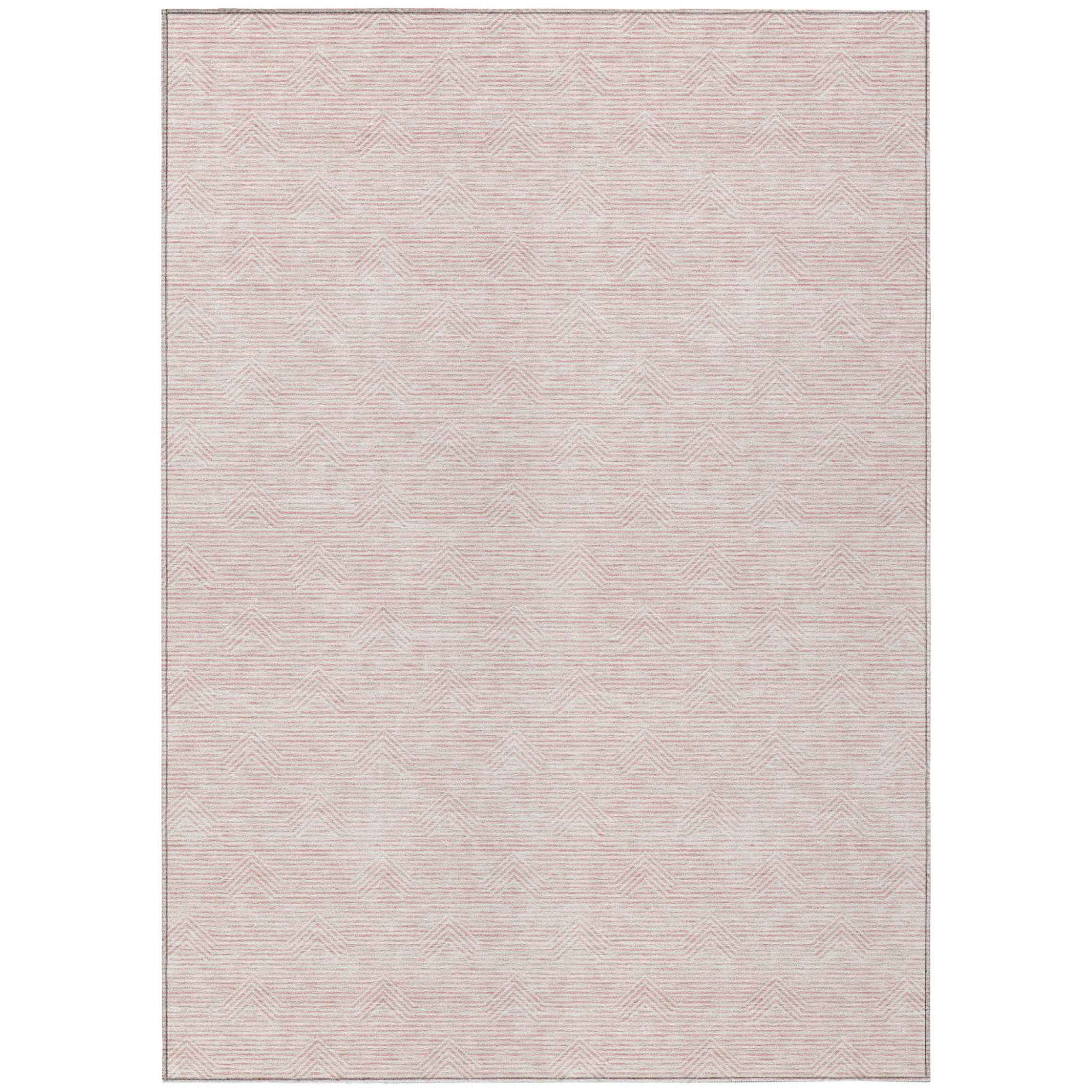 3' X 5' Pink And Gray Geometric Washable Indoor Outdoor Area Rug