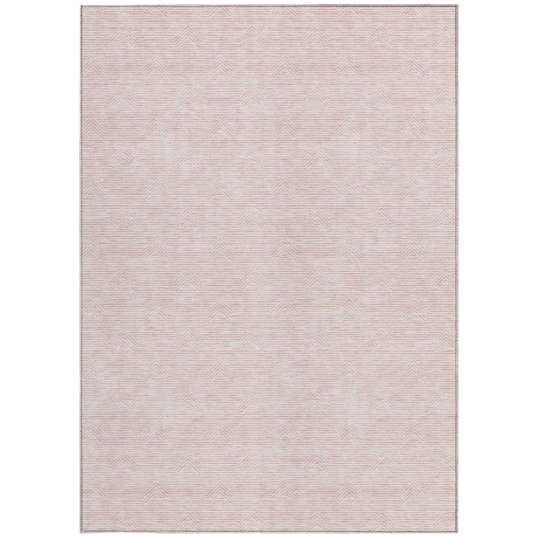 3' X 5' Pink And Gray Geometric Washable Indoor Outdoor Area Rug