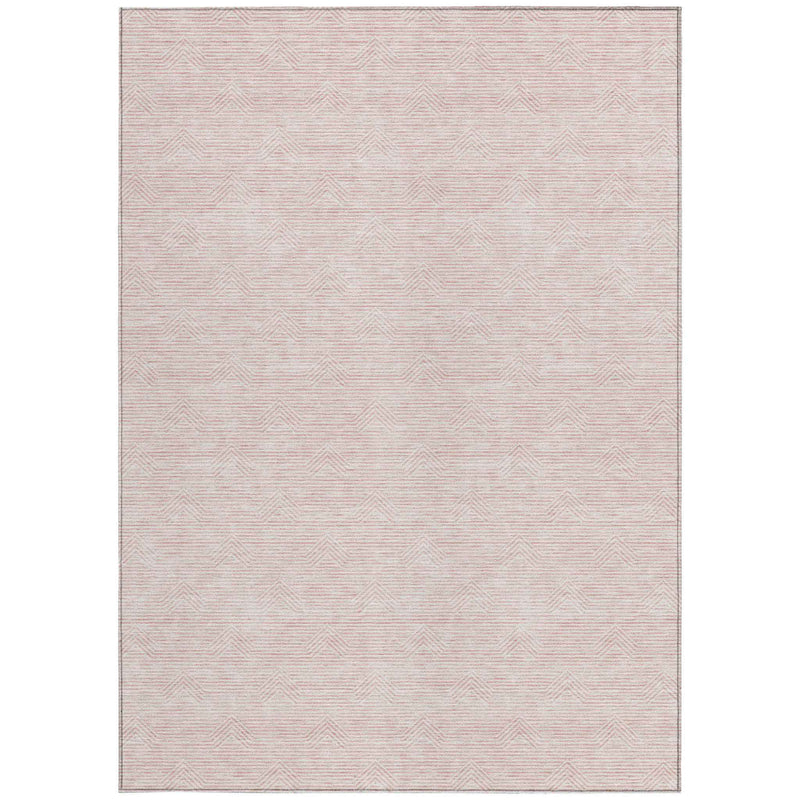 3' X 5' Pink And Gray Geometric Washable Indoor Outdoor Area Rug