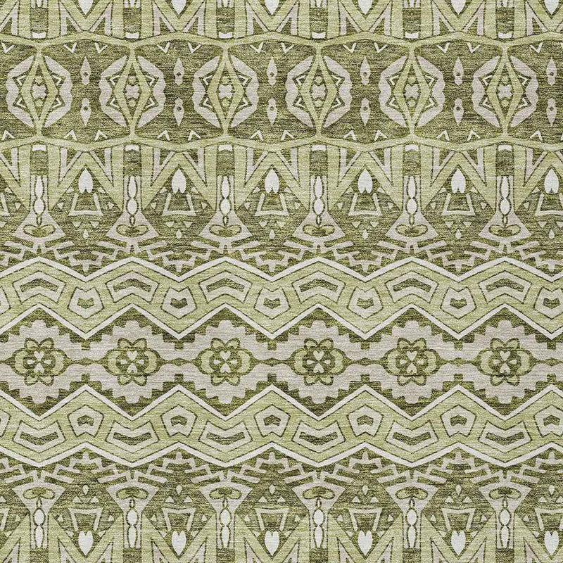 3' X 5' Artichoke Green Gray And Ivory Moroccan Washable Indoor Outdoor Area Rug