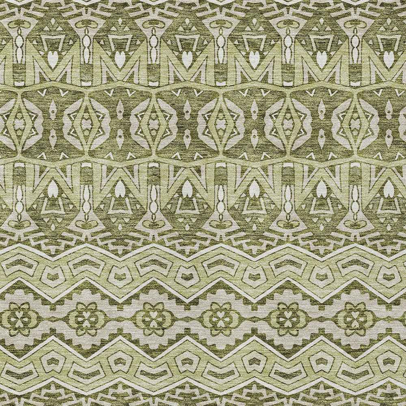 9' X 12' Artichoke Green Gray And Ivory Moroccan Washable Indoor Outdoor Area Rug
