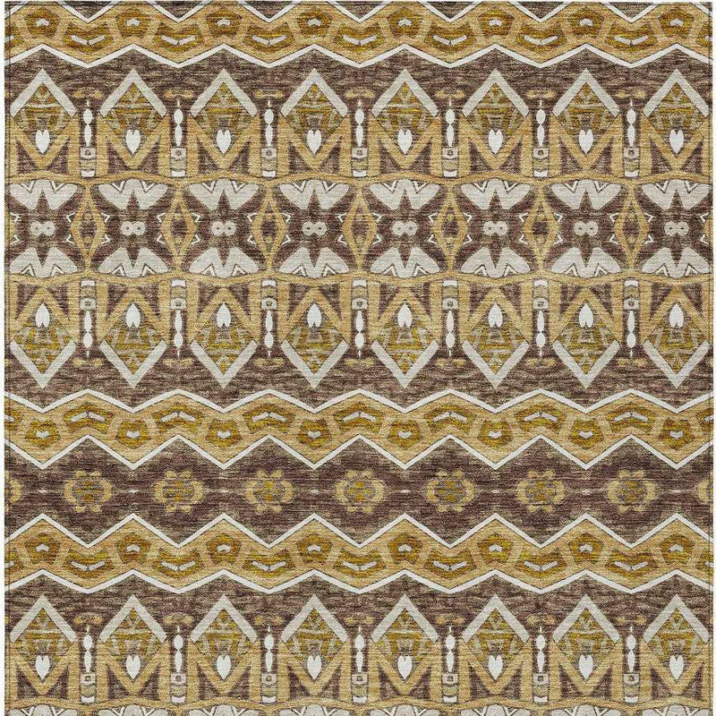 8' X 10' Gold Brown And Beige Moroccan Washable Indoor Outdoor Area Rug