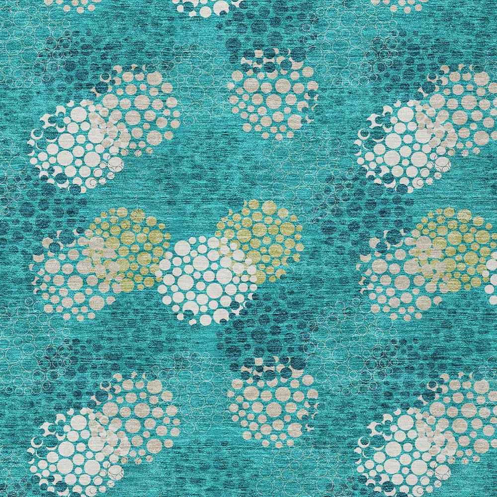 3' X 5' Emerald Gray And Ivory Polka Dot Washable Indoor Outdoor Area Rug
