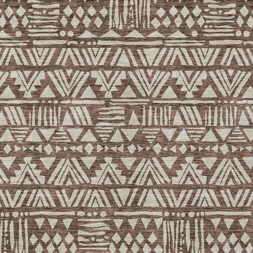 8' X 10' Brown And Beige Southwestern Washable Indoor Outdoor Area Rug