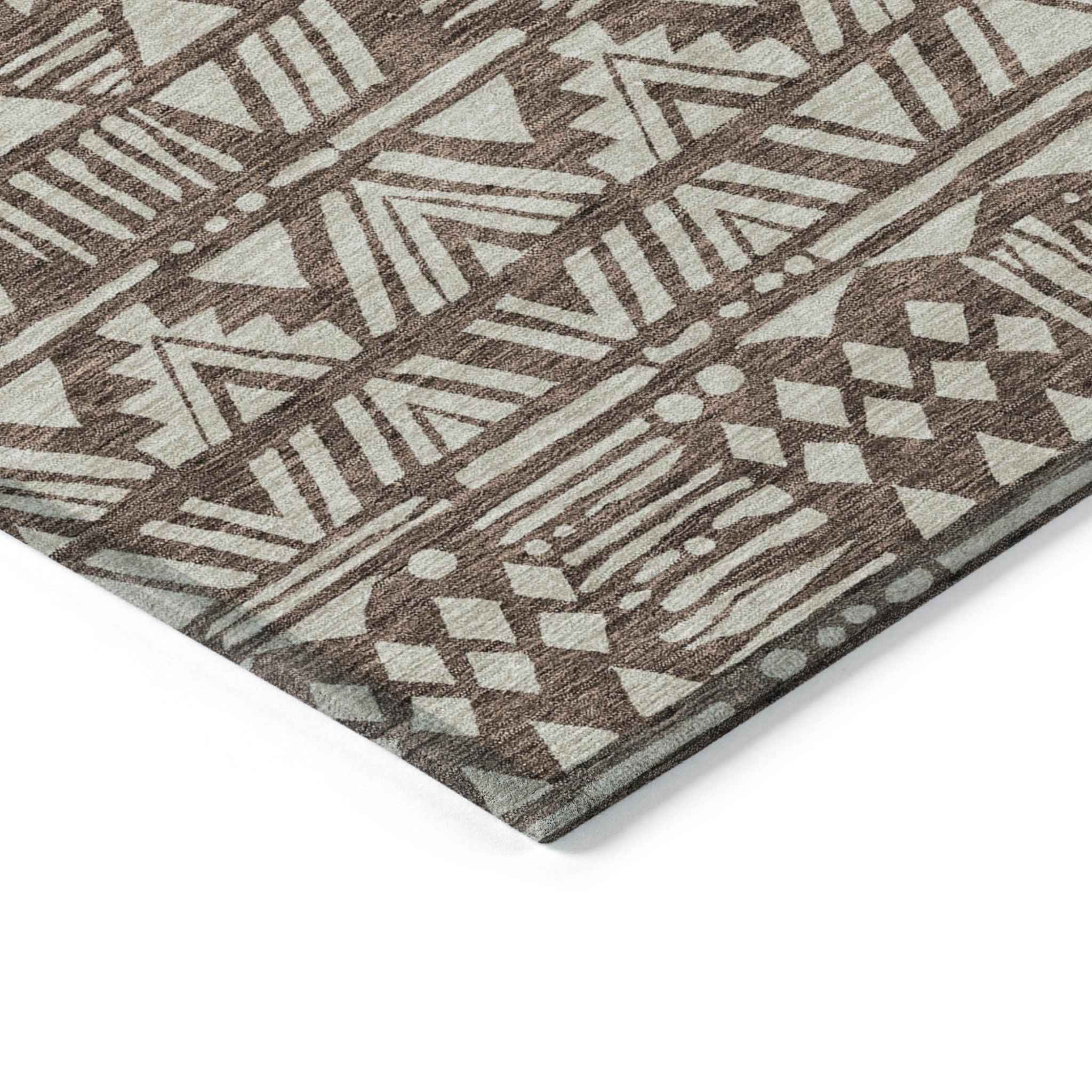 8' X 10' Brown And Beige Southwestern Washable Indoor Outdoor Area Rug