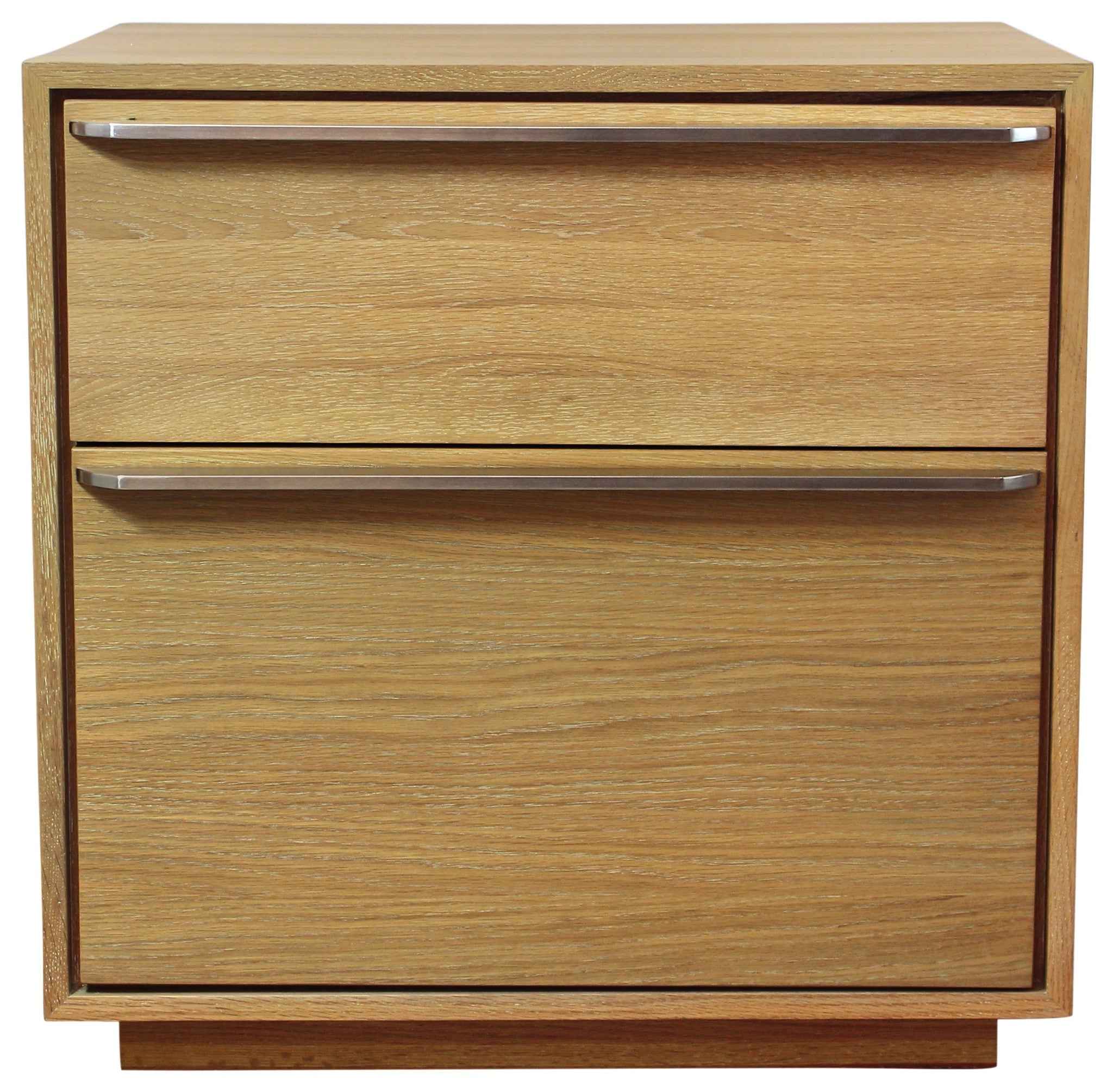 28" Natural Solid and Manufactured Wood Two Drawer Nightstand