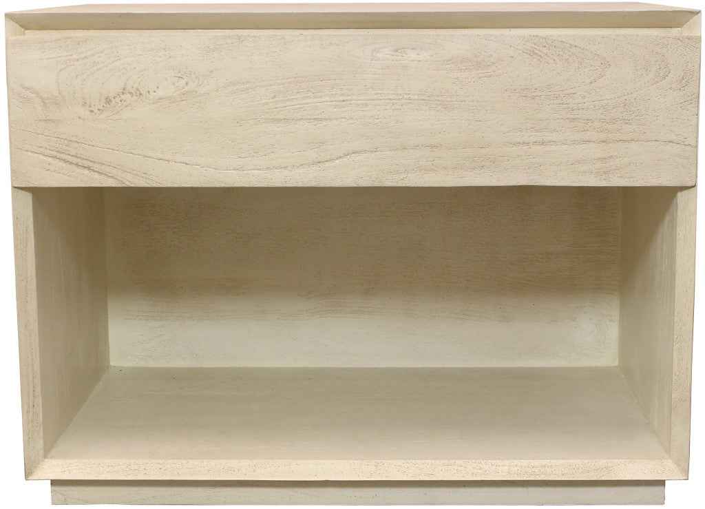 24" Natural Solid Wood Ribbed Texture One Drawer Nightstand